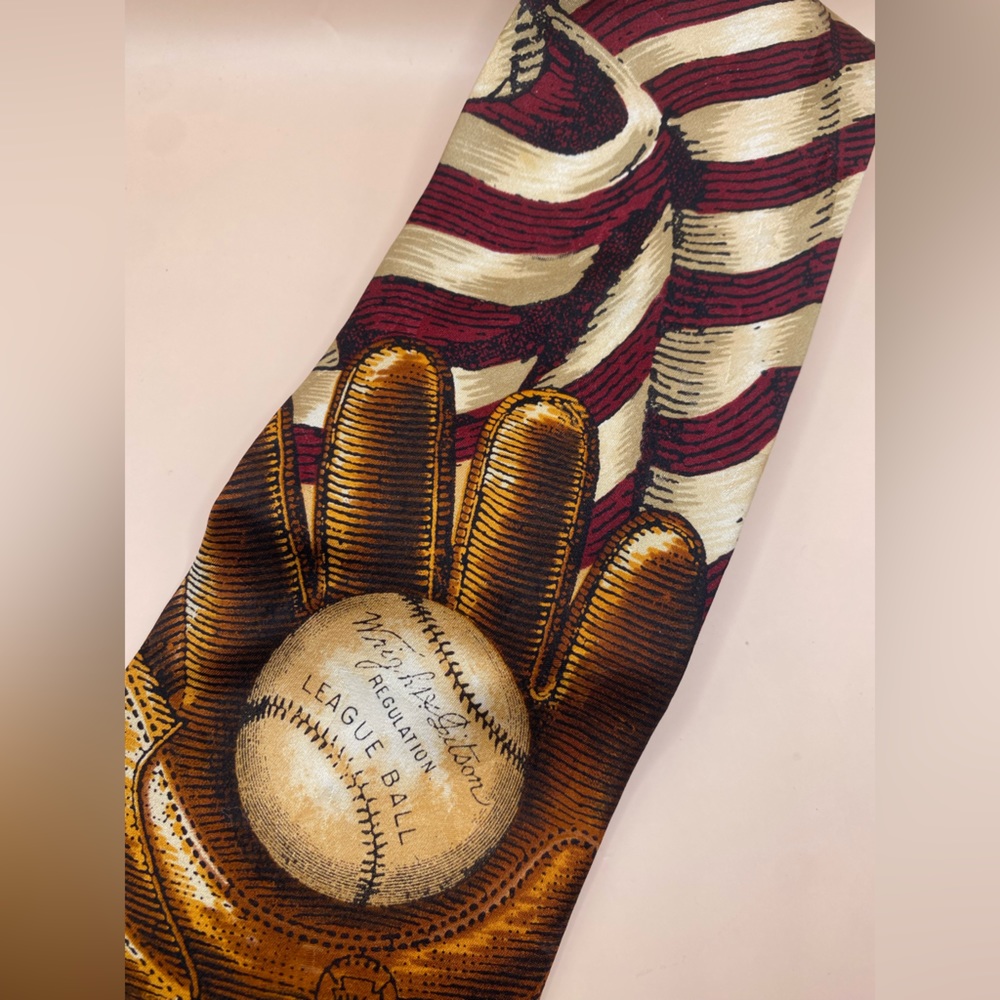 All American baseball red‎ white blue brown catchers mitt - Picture 2 of 4